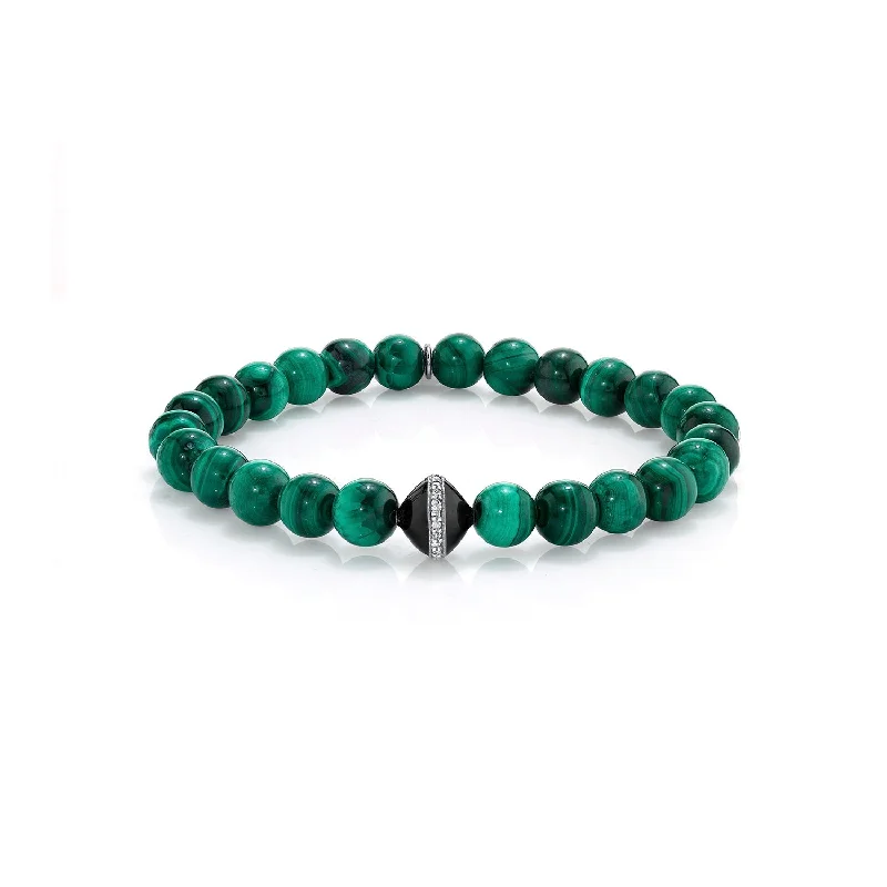 ladies bracelets charm-Mr. LOWE Malachite Bracelet With Diamond Enamel Bead