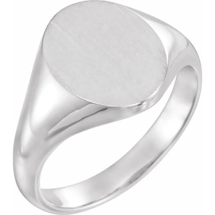 Ladies rings moon phase -Platinum Oval Signet Ring