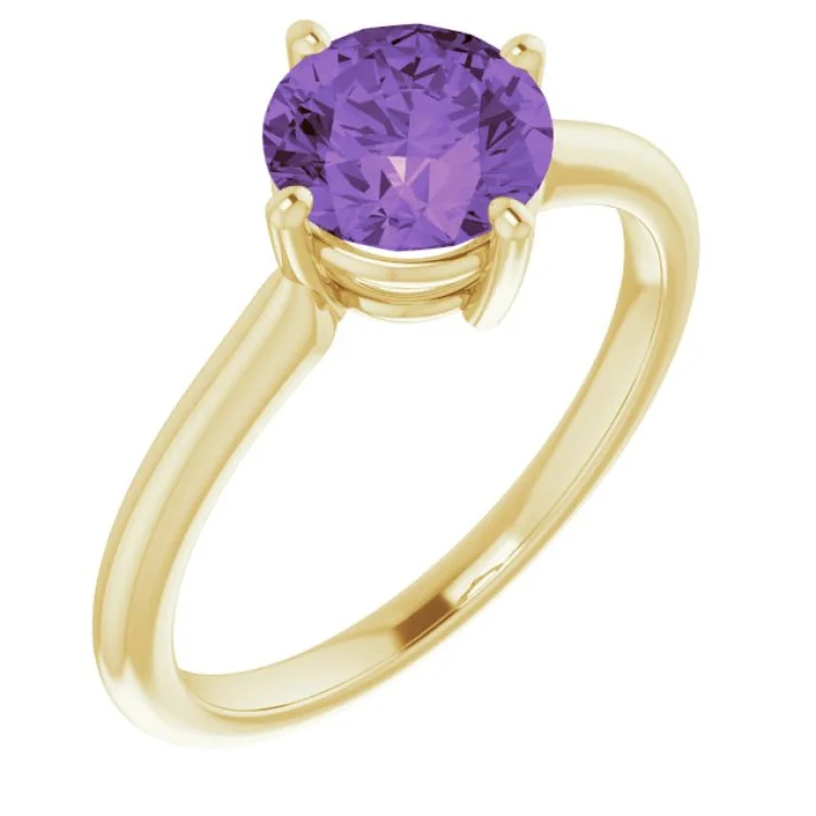 Ladies rings dove peace -14K Yellow Natural Amethyst Ring