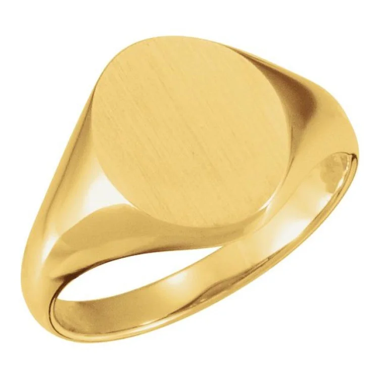 Ladies rings korean elegance -14K Yellow 11x9.5 mm Oval Signet Ring