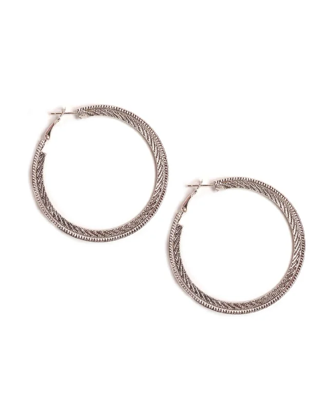 Ladies earrings princess style -Texture Stripes Hoop Earrings