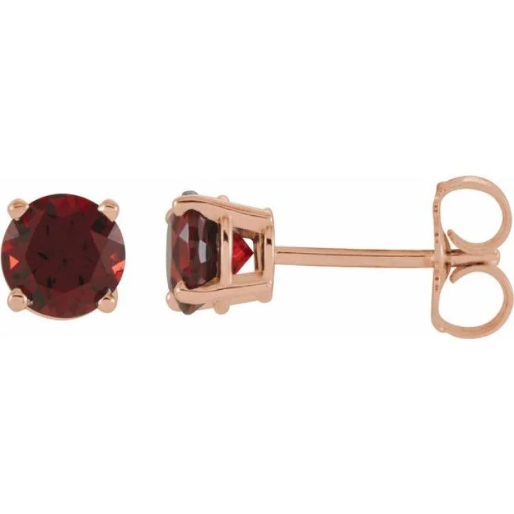 Ladies earrings tiger eye -14K Rose 5 mm Natural Mozambique Garnet Stud Earrings