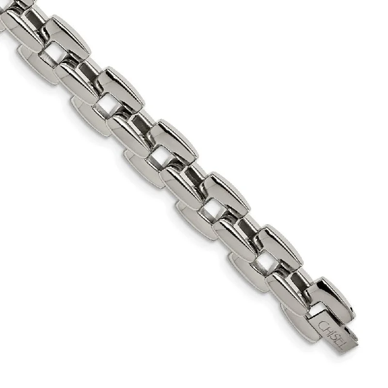 ladies bracelets lab grown-Stainless Steel Polished 9in Bracelet