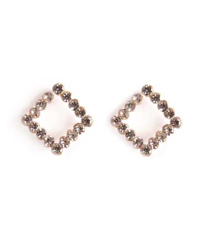 Ladies earrings hoop style -16 Brilliants In A Rhombus Earrings