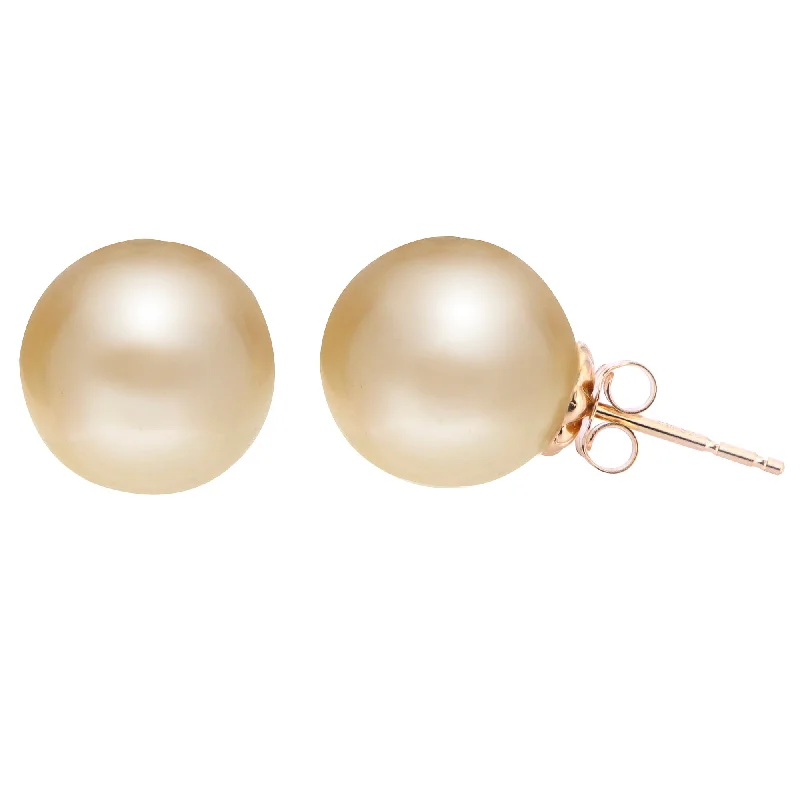 Ladies earrings multi tier -14KT Yellow Gold Golden South Sea Pearl Earring