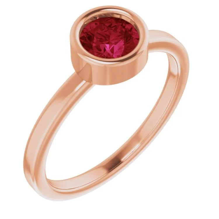 Ladies rings victorian era -14K Rose 5.5 mm Lab-Grown Ruby Ring