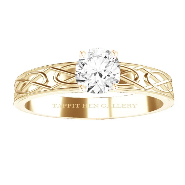 Ladies engagement rings flamingo design -SCOTTISH CELTIC PANEL DIAMOND ENGAGEMENT RING IN 9CT YELLOW GOLD