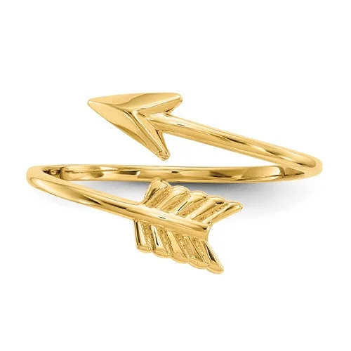 Ladies rings nautical look -14KT YELLOW GOLD ARROW BYPASS RING