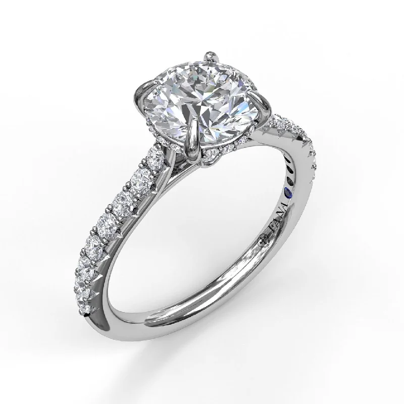 Ladies engagement rings with sapphire -14 Karat White Gold Fana 2/5 Carat Hidden Halo Diamond Engagement Ring Setting