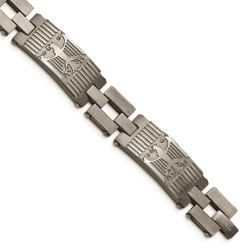 ladies bracelets winter-Stainless Steel Antiqued Polished and Brushed Bracelet