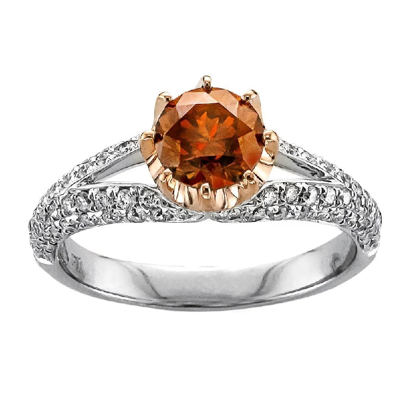 Ladies rings holiday gift -JULEVE 18KT FANCY DEEP YELLOWISH ORANGE DIAMOND RING