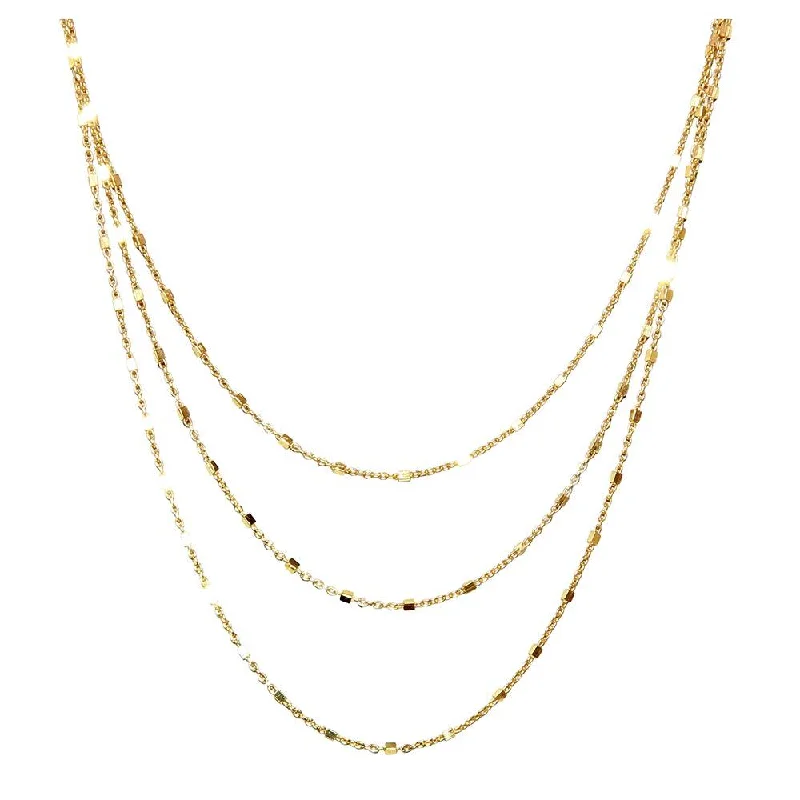 ladies necklaces black-Gold Plated 925 Sterling Silver 3 Layered Necklace - ARN00042GP