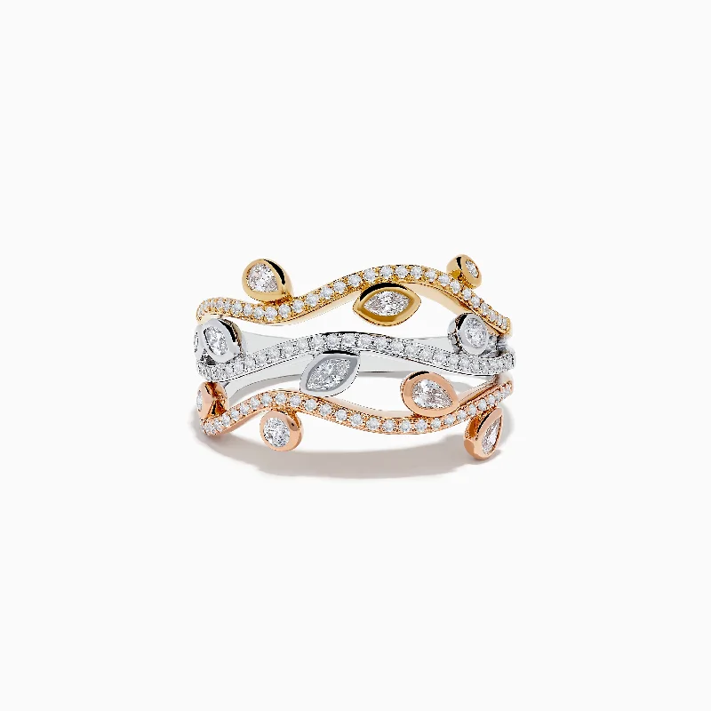 Ladies rings hypoallergenic material -Trio 14K Tri Color Gold Diamond Ring