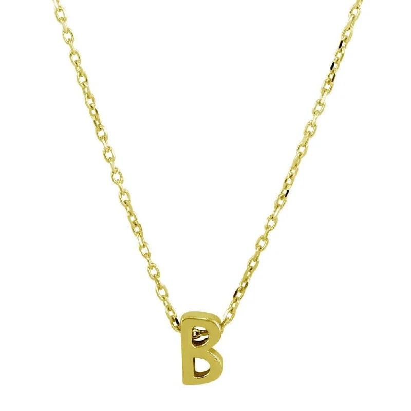 ladies necklaces traditional-Gold Plated 925 Sterling Silver Small Initial B Necklace - JCP00001GP-B