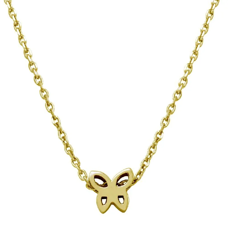 ladies necklaces fall-Gold Plated 925 Sterling Silver Mini Butterfly Pendant Necklace - JCP00004GP