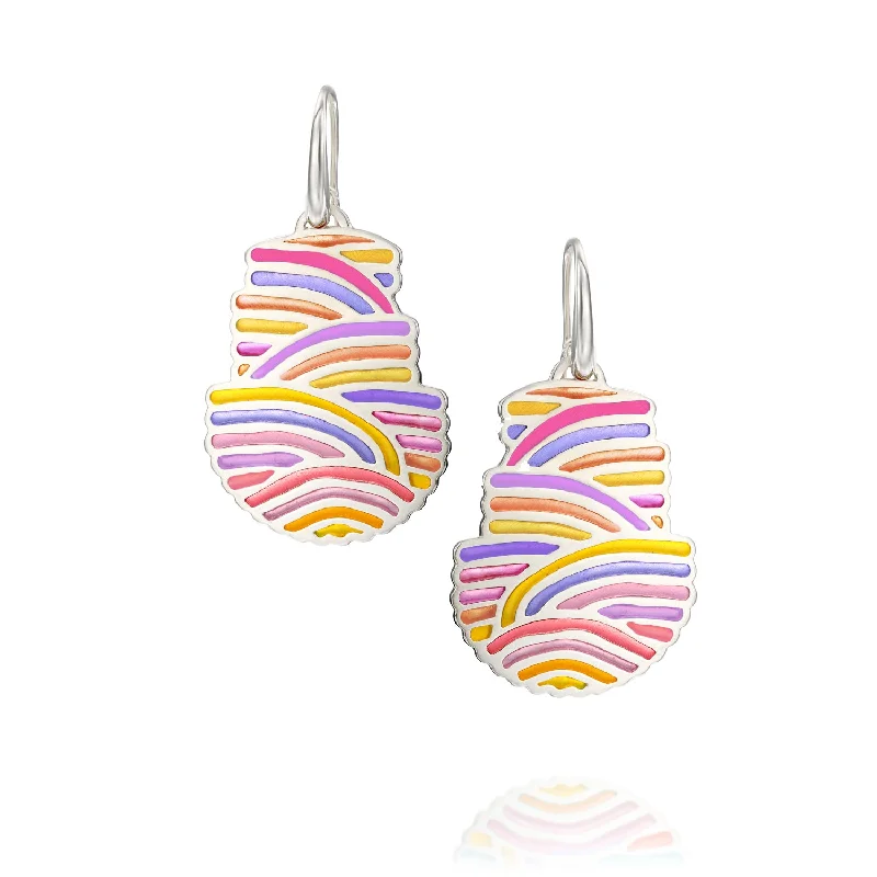 Ladies earrings recycled materials -Colorful dangle sterling silver earrings