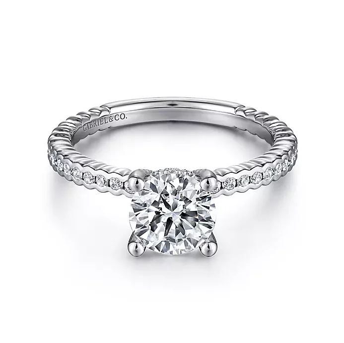 Ladies engagement rings fantasy lover -Justice - 14K White Gold Round Diamond Engagement Ring