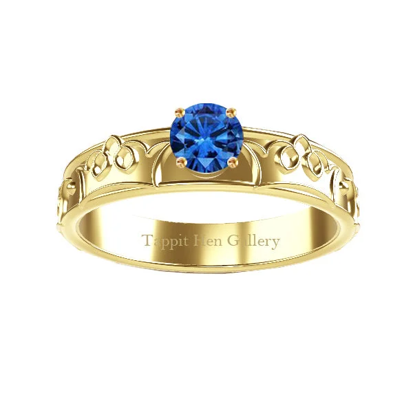 Ladies engagement rings love story -ROYAL EDINBURGH LUCKENBOOTH SAPPHIRE ENGAGEMENT RING IN 9CT YELLOW GOLD