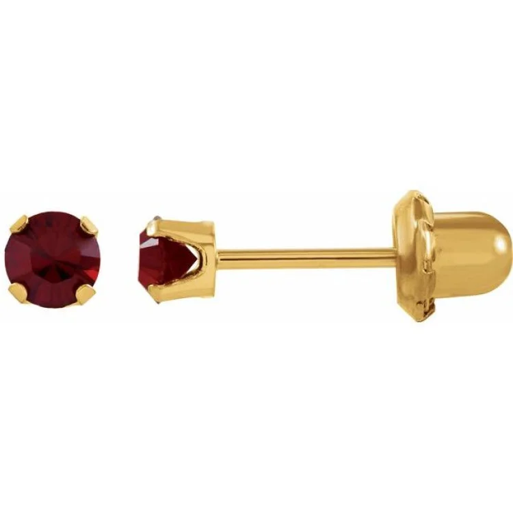 Ladies earrings dangling style -14K Yellow Imitation Mozambique Garnet InvernessÂ® Piercing Earrings