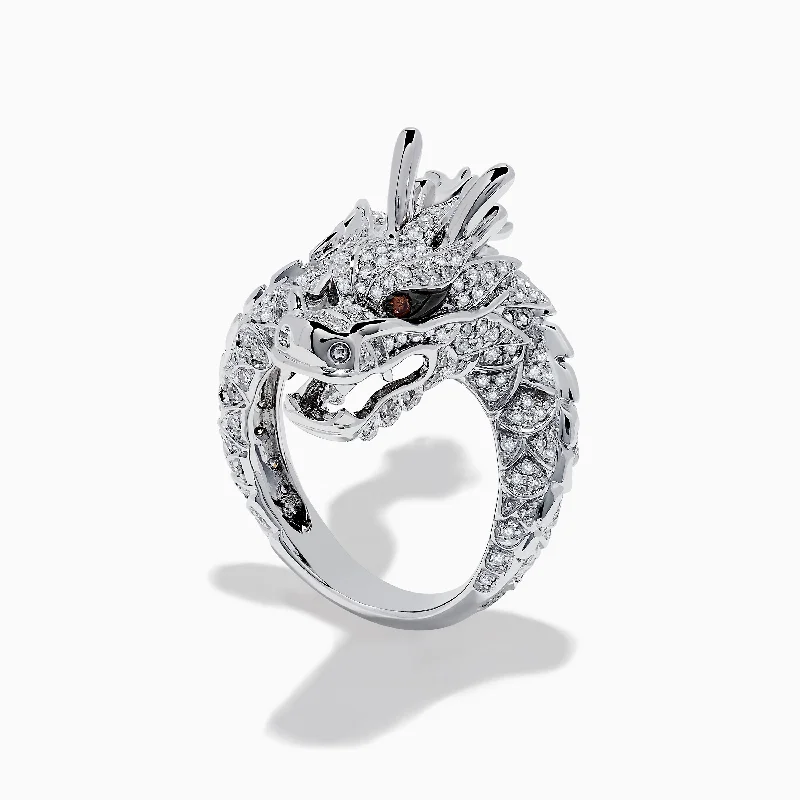 Ladies rings pirate theme -Safari 14K White Gold Espresso and White Diamond Dragon Ring