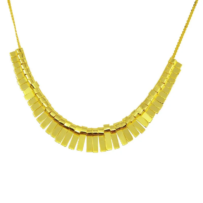 ladies necklaces styles-Gold Plated 925 Sterling Silver Multi Flat Bar Accent Necklace - DIN00093GP