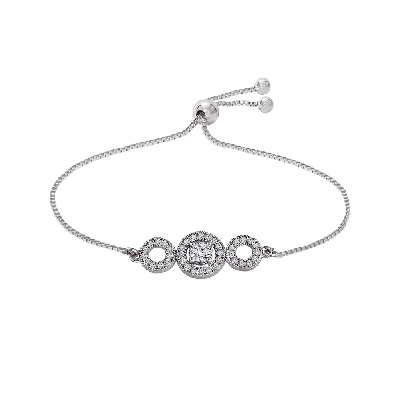 ladies bracelets stackable-Etnico Rhodium-Plated Pull Chain Bracelet (Women) - ADB166S