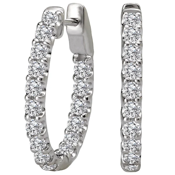 Ladies earrings sweet sixteen -Ladies Diamond Hoop Earrings