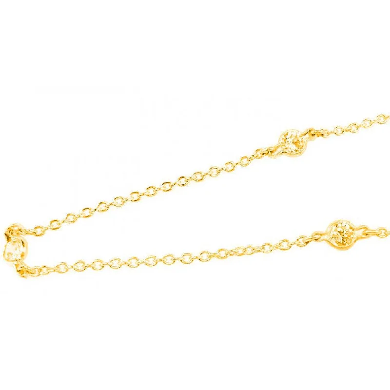 ladies necklaces long-Silver 925 Gold Plated CZ By The Yard Necklace - STP00039GP