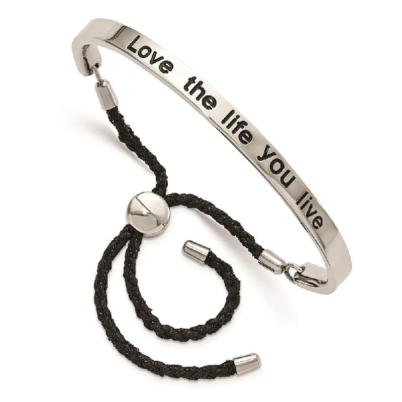 ladies bracelets self gift-Stainless Steel Polished Bolo/Friendship Adjustable Bracelet