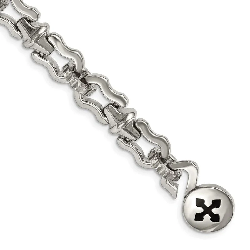 ladies bracelets formal-Stainless Steel Polished Magnetic Clasp 8.5in Bracelet