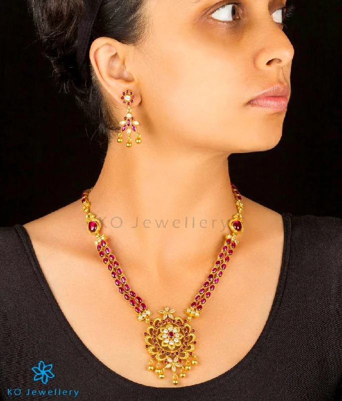 ladies necklaces recycled-The Ragavat Silver Kempu Necklace