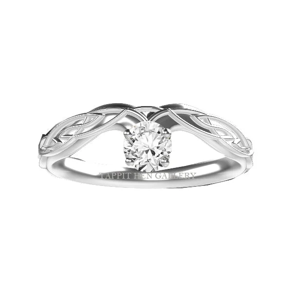 Ladies engagement rings split shank -Celtic Flow Wishbone Diamond Engagement Ring in 9ct White Gold