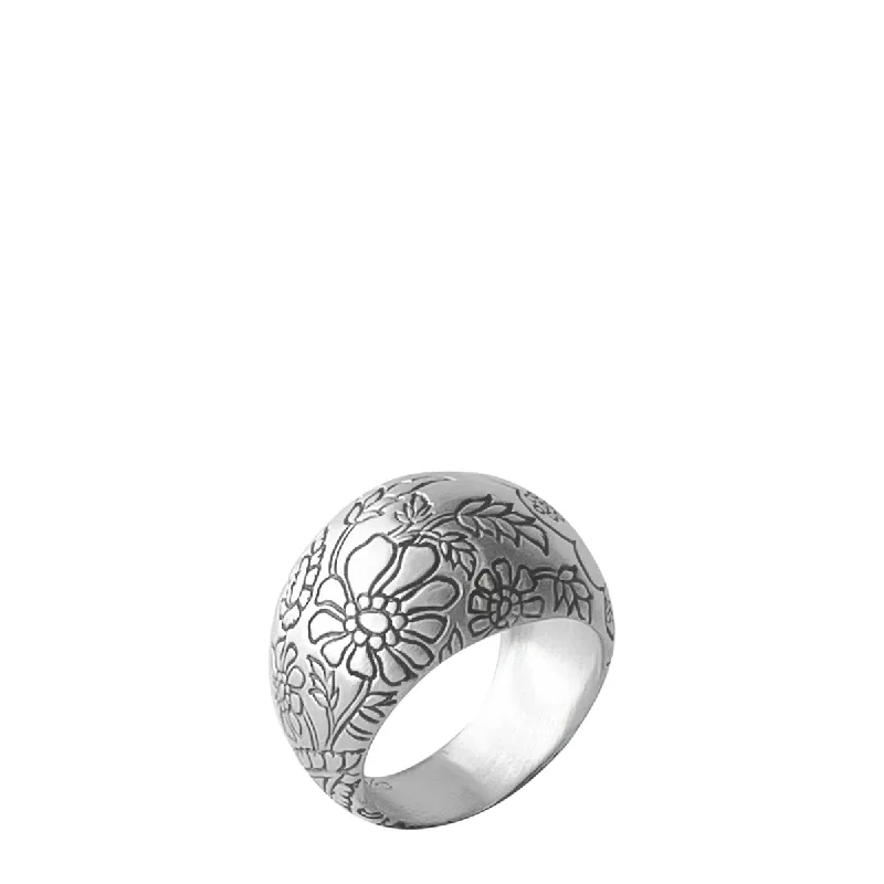 Ladies rings online store -Sterling Silver Engraved Paisley Dome Ring