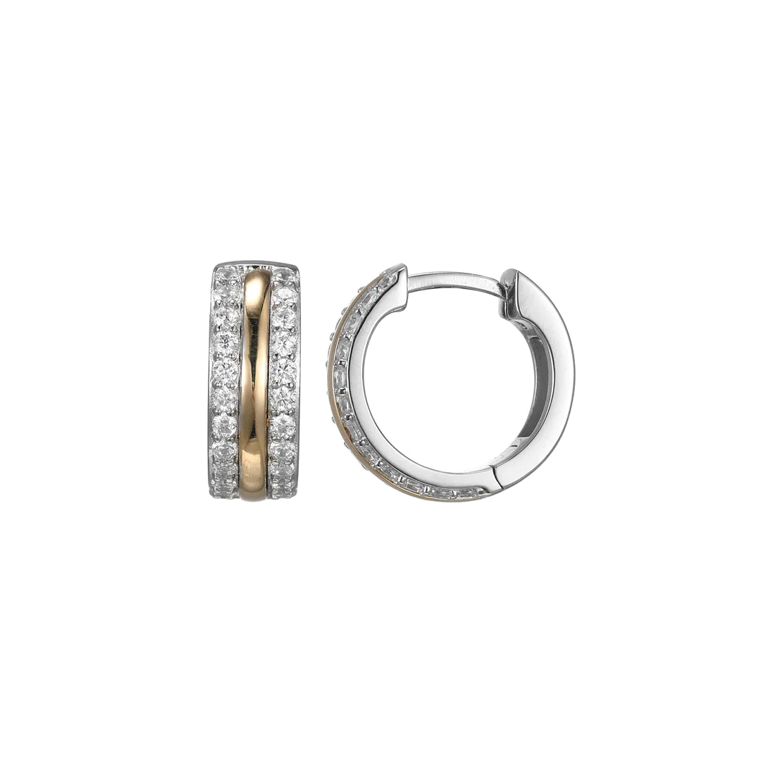 Ladies earrings with zirconia -Sterling Silver CZ Hoop Earrings