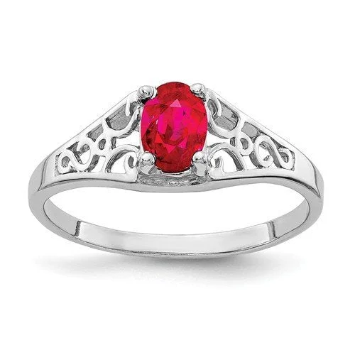 Ladies rings discount offer -14KT WHITE GOLD 0.60 CTW OVAL RUBY RING