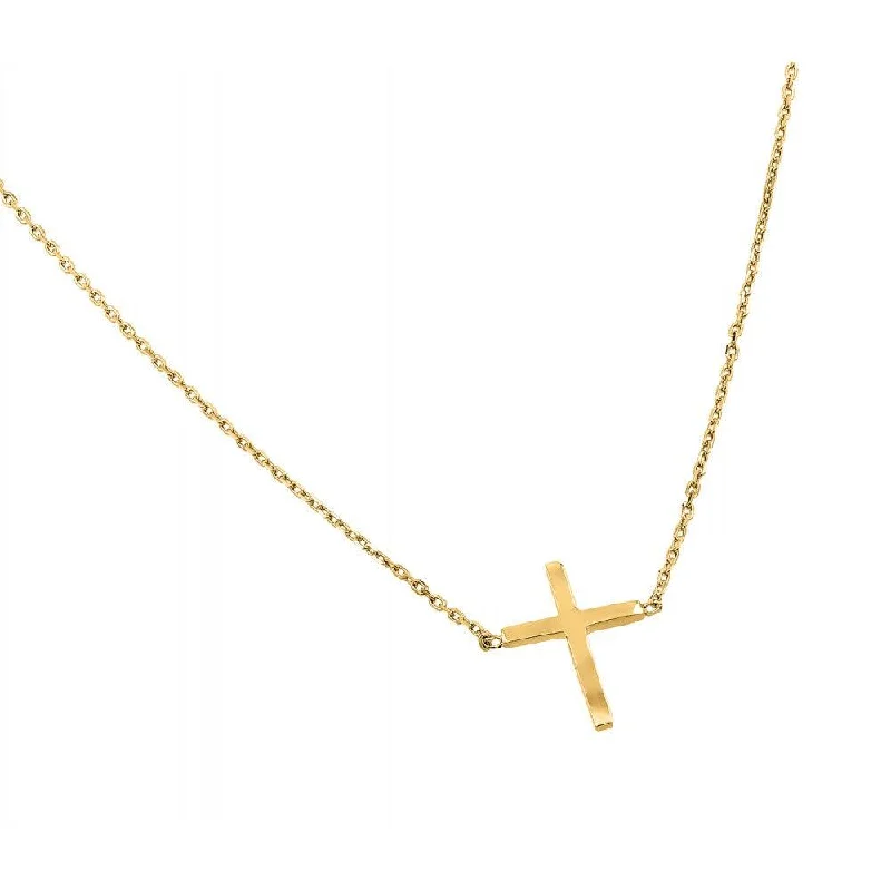 ladies necklaces cocktail-Silver 925 Gold Plated Plated Clear CZ Square Cross Pendant Necklace - BGP00883GP