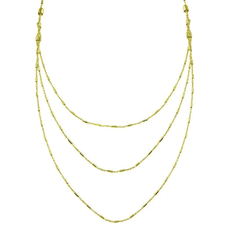 ladies necklaces memory-Gold Plated 925 Sterling Silver Multi Chain Bar Necklace - ECN00068GP