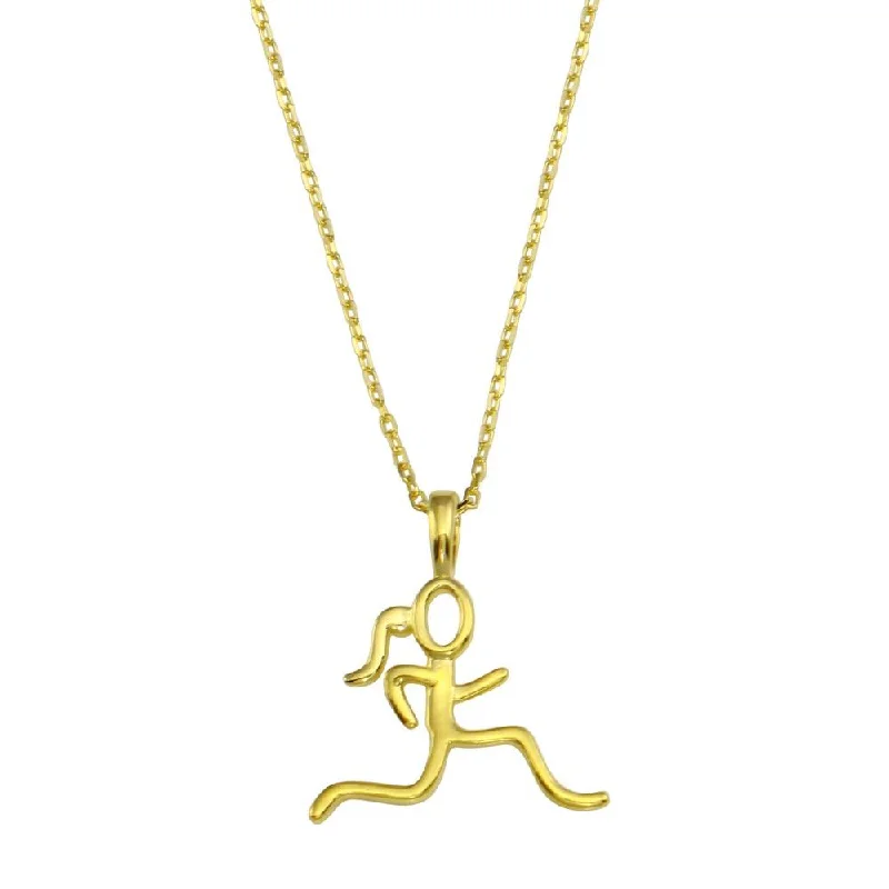 ladies necklaces latest-Gold Plated 925 Sterling Silver Runner Necklace - GMN00186GP