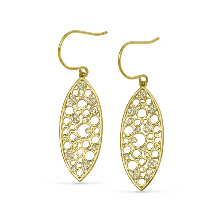 Ladies earrings infinity symbol -Gold Finish Sterling Silver Micropave Floating Circles Earrings with Simulated Diamonds