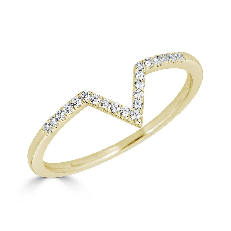 Ladies rings futuristic design -EMILIQUE14KT GOLD 0.08 CTW DIAMOND CHEVRON RING