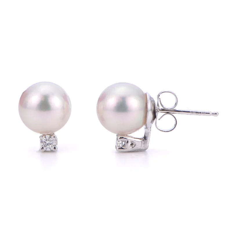 Ladies earrings memorial pair -14KT White Gold Akoya Pearl Earring