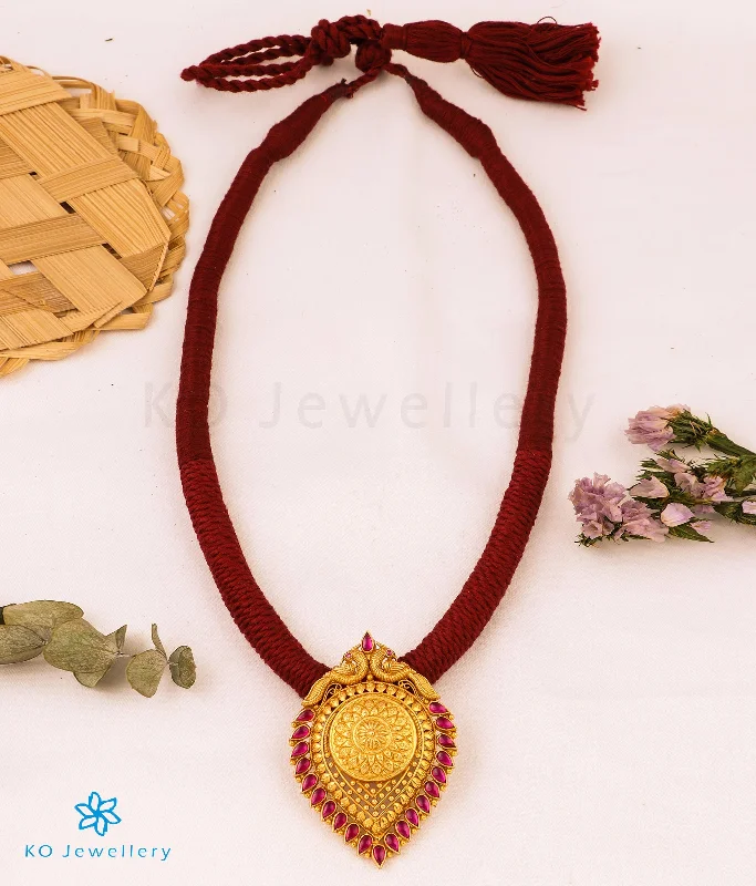 ladies necklaces blue nile-The Vyoma Silver Thread Necklace (Maroon)