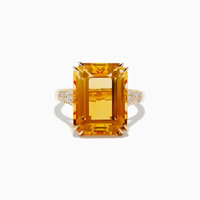 Ladies rings black and white -Sunset 14K Yellow Gold Citrine and Diamond Cocktail Ring