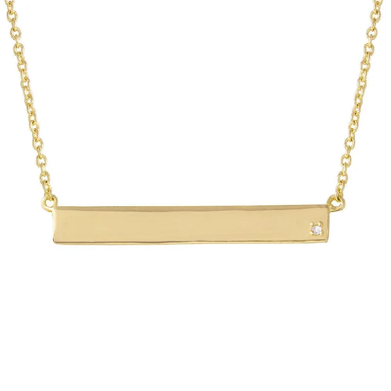 ladies necklaces prices-Silver 925 Gold Plated Bar Necklace with Diamond - STP01476GP