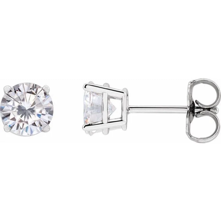 Ladies earrings punk rock -14K White 5.5 mm Stuller Lab-Grown Moissanite Stud Earrings