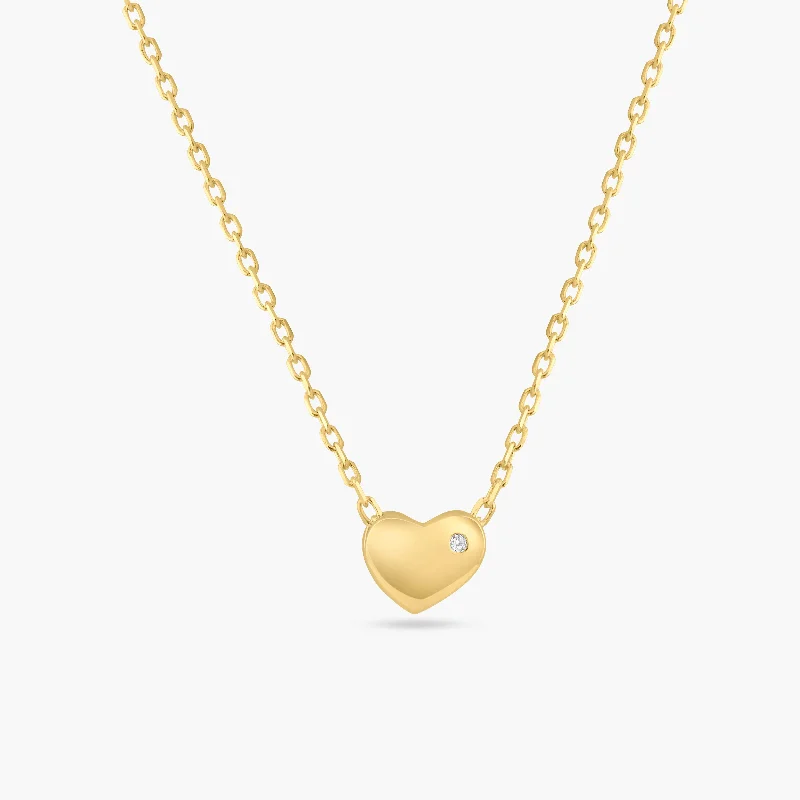 ladies necklaces tribal-Gold Plated 925 Sterling Silver Small Heart with Stone Necklace - STP01542GP