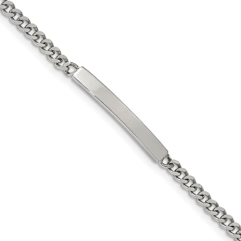 ladies bracelets prices-Stainless Steel Polished Flat Curb Chain 8.5in ID Bracelet