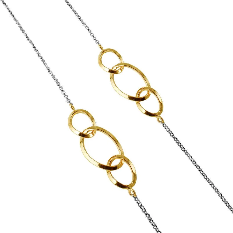 ladies necklaces splurge-Silver 925 Chain Necklace with Gold Plated Intertwined Loops - ITN00113GP