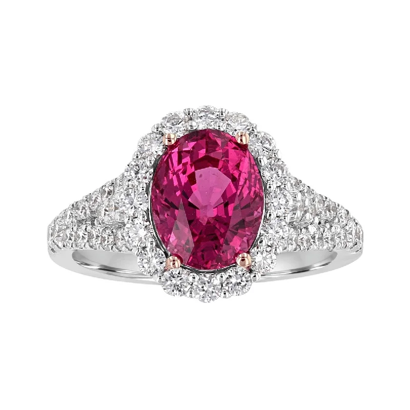 Ladies rings red carpet -JULEVE 2.80 CT SPINEL & .83 CTW DIAMOND OVAL HALO RING