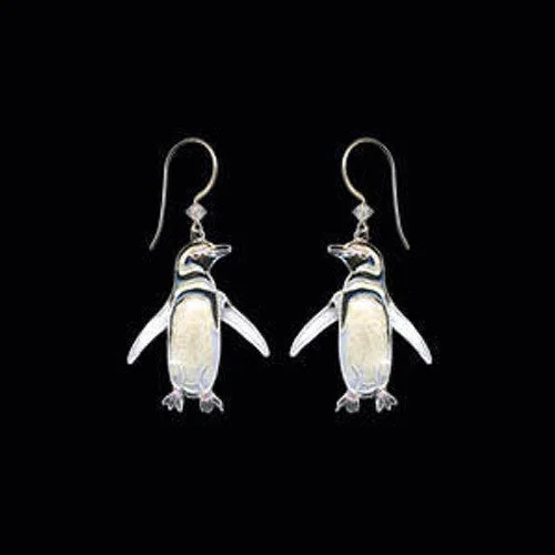 Ladies earrings rose quartz -Magellanic Penguin Cloisonne Wire Earrings